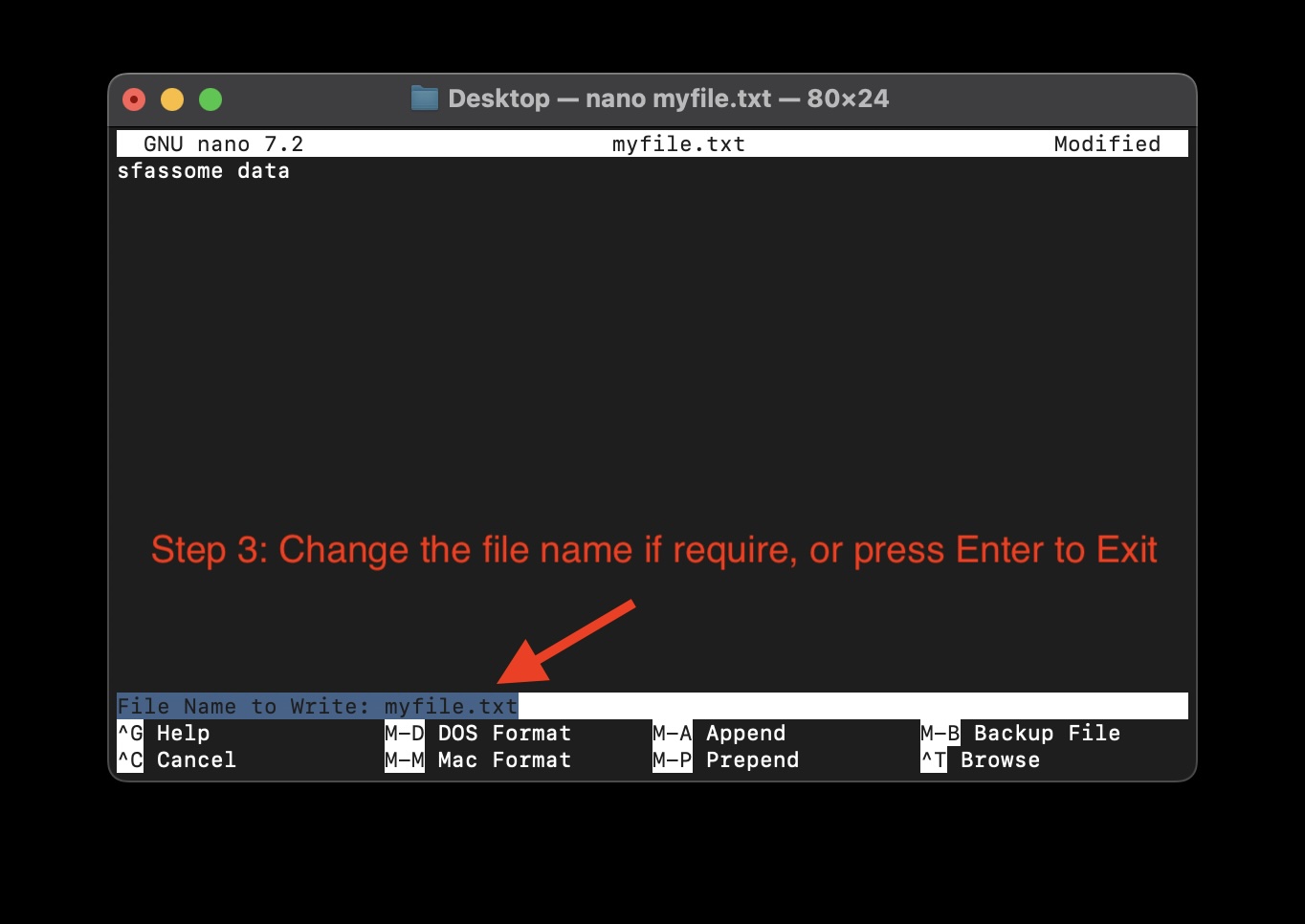 How to save a file in Nano Editor and Exit